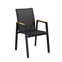 כיסא אלומיניום שחור עם ידיות בגימור עץ PLAYA