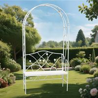 ספסל גינה מברזל עם ריפוד משולב קשת בעיצוב וינטאג'