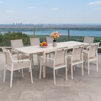 שולחן מרינו אלומיניום נפתח 2.70 מוקה+4 כיסאות ארז