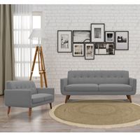 מערכת ישיבה 3+2 מבד בעיצוב רטרו עם קווים מעוגלים