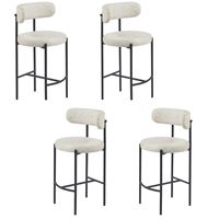 4 כיסאות בר מבד רחיץ עם רגלי מתכת טומי בר LEONARDO