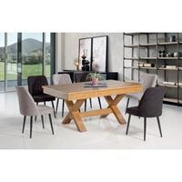 פינת אוכל מלבנית דגם שובל יוני + 6 כיסאות LEONARDO