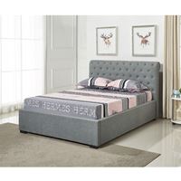 מיטה רחבה לנוער בריפוד בד עם ארגז מצעים גוון אפור