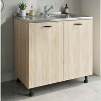 ארון שירות תחתון כולל כיור נירוסטה מליבו גוון אלון