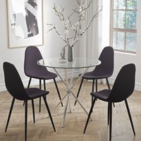 פינת אוכל עם שולחן זכוכית ו-4 כסאות מרופדים