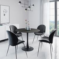 פינת אוכל עגולה עם שולחן פלטת אבן ייחודית +4 כסאות