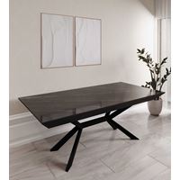 שולחן עץ מלבני לפינת אוכל נפתח דמוי שיש גרניט שחור