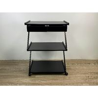 עגלת אחסון ממתכת 3 קומות ומגירה ניידת בגוון שחור