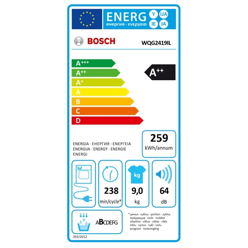 מייבש כביסה 9 ק"ג Bosch WQG2419IL Heat Pump