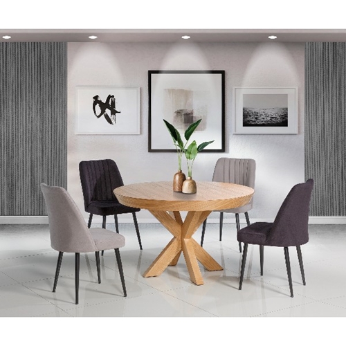 פינת אוכל עגולה ארומה אמריקן + 4 כיסאות LEONARDO