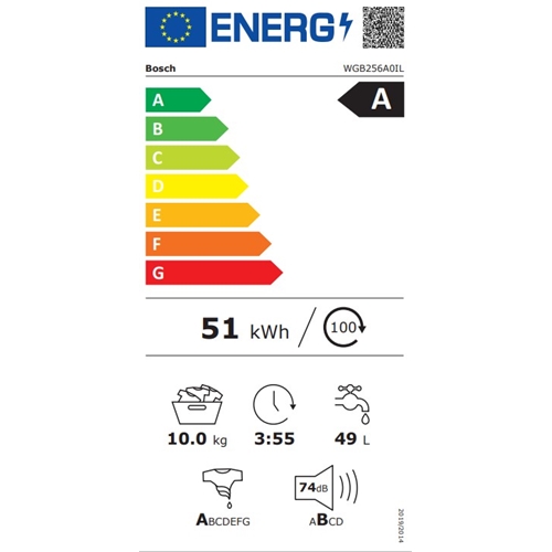 מכונת כביסה פרימיום 10 ק"ג דגם BOSCH WGB256A0IL