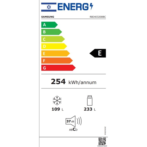 מקרר הפוך 342 ליטר דגם SAMSUNG RB34J3200BC סמסונג