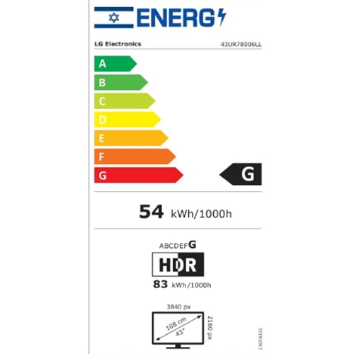 טלוויזיה חכמה "43 רזולוציית LG 43UR78006LL UHD 4K