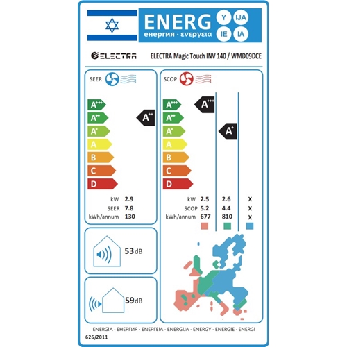 מזגן עילי ELECTRA Magic Touch INV 140 אלקטרה