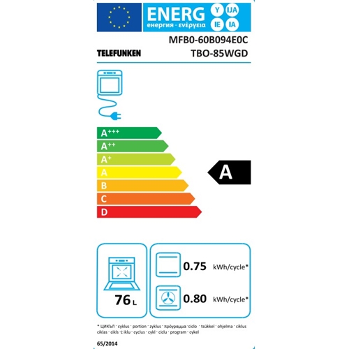 תנור בנוי 76 ליטר PREMIUM דגם TELEFUNKEN TBO85WGD