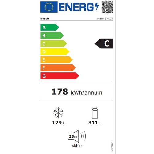 מקרר 440 ליטר מקפיא תחתון דגם BOSCH KGN49VXCT בוש