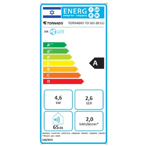 מזגן נייד דגם TO GO 20 EU טורנדו TORNADO