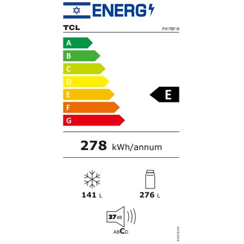 מקרר מקפיא תחתון 417 ליטר דגם TCL P417BF צבע נירוס