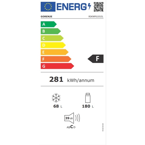 מקרר מקפיא תחתון 248 ליטר דגם Gorenje RIKNF6101IL