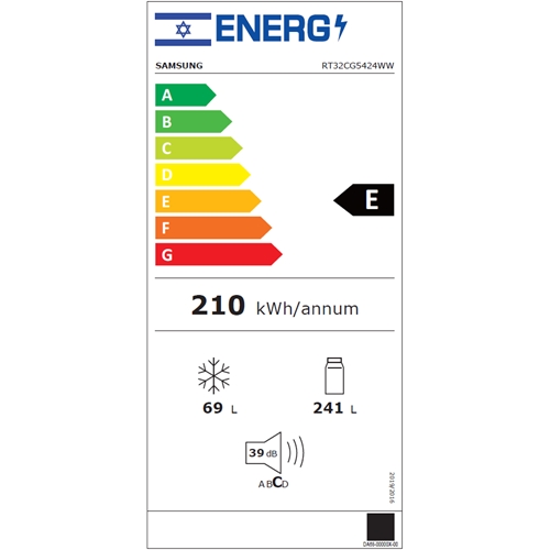 מקרר מקפיא עליון 310 ליטר דגם SAMSUNG RT32CG5424WW