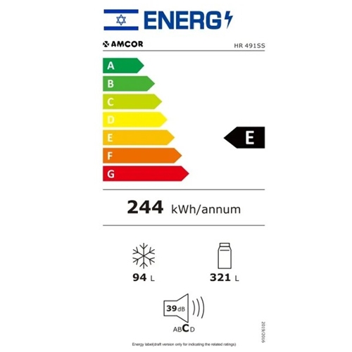 מקרר מקפיא עליון 415 ליטר Amcor HR491SS נירוסטה