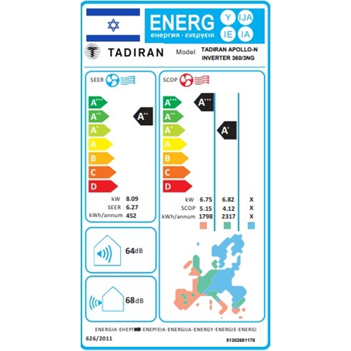 מזגן עילי TADIRAN APOLLO INV N-360NG תדיראן