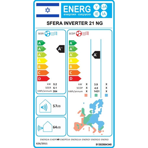 מזגן עילי SFERA INVERTER 21 NG תדיראן TADIRAN