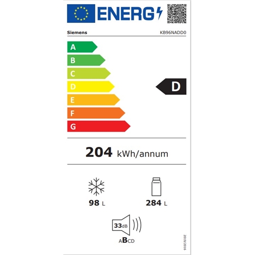 מקרר אינטגרלי 382 ליטר דגם SIEMENS KB96NADD0 סימנס