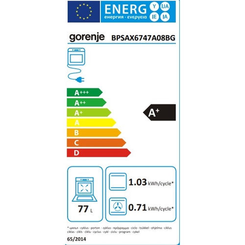 תנור בנוי 77 ליטר דגם Gorenje BPSAX6747A08BG