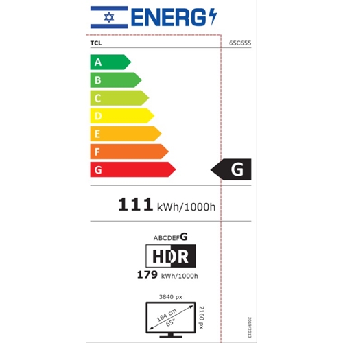 טלווייזיה "65 TCL QLED 4K GOOGLE TV דגם 65C655