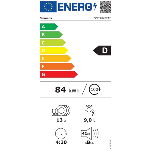 מדיח כלים רחב 60 ס"מ דגם SIEMENS SN63HX02AE סימנס