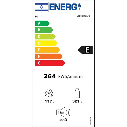 מקרר מקפיא עליון 438 ליטר דגם LG GR-B486IVSU