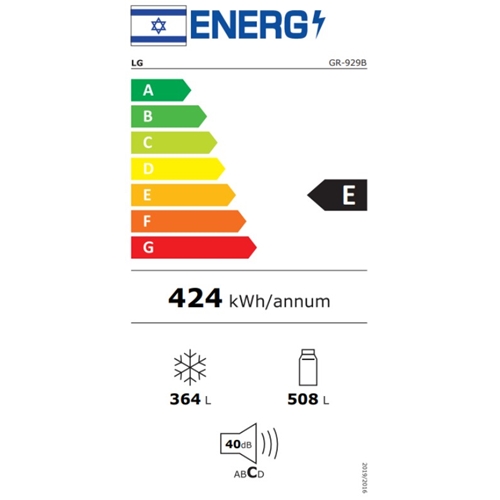 מקרר 4 דלתות 872 ליטר דגם LG GR-929B