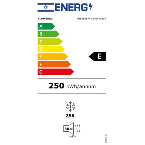 מקפיא 286 ליטר 8 מגירות אחסון Blomberg FNT3686W