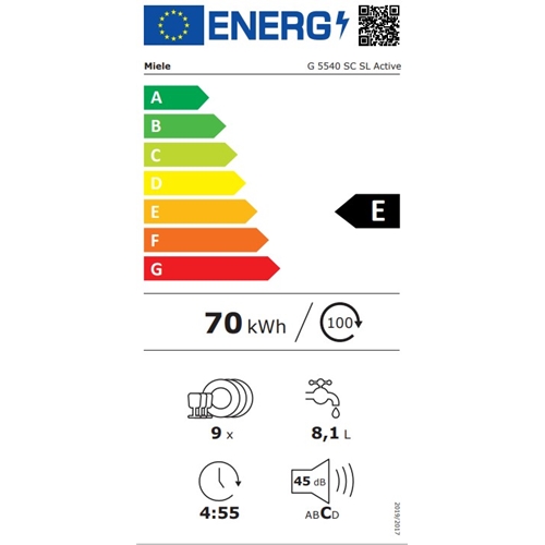 מדיח כלים עצמאי 45 ס"מ דגם Miele G5540SC מילה