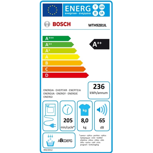 מייבש כביסה קונדנסור 8 ק"ג דגם WTH9281IL בוש BOSCH