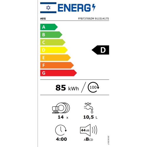 מדיח כלים רחב 14 מערכות כלים דגם AEG FFB73709ZM