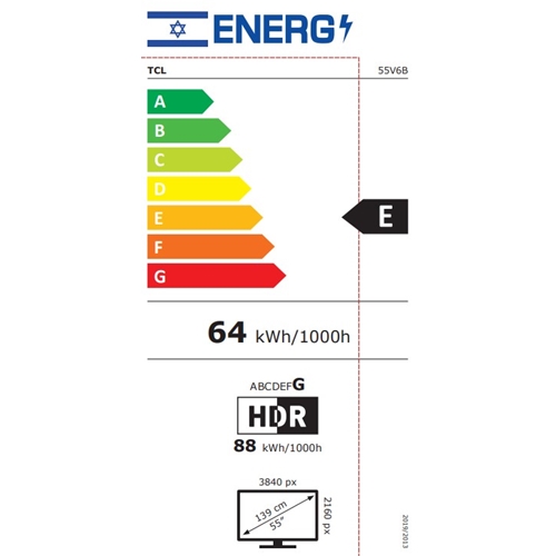 טלוויזיה "55 UHD 4K Google TV דגם 55V6B TCL