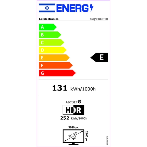 טלוויזיה חכמה "86 QNED 4K דגם LG 86QNED80T6B