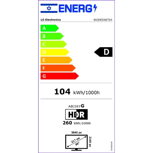 טלוויזיה חכמה "86 QNED 4K דגם LG 86QNED86T6A