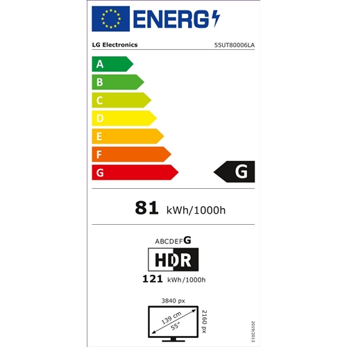 טלוויזיה חכמה "55 UHD 4K דגם LG 55UT80006LA