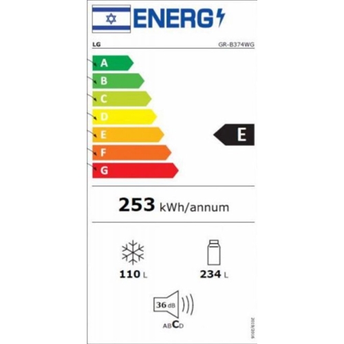 מקרר מקפיא תחתון 344 ליטר דגם LG GR-B374WG