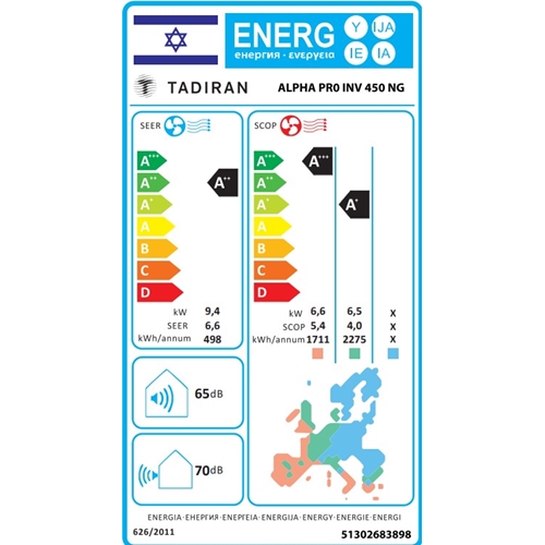 מזגן עילי TADIRAN ALPHA PRO INV 450NG תדיראן