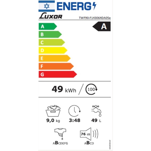 מכונת כביסה 9 ק"ג מסך LUXOR TWF90-G143063DA03 LED