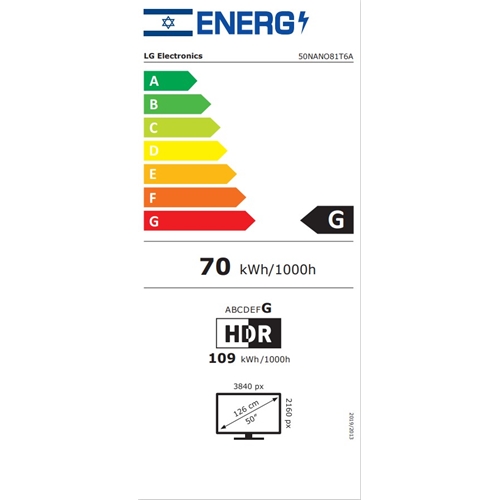 מסך טלוויזיה "50 LG 50NANO81T6A NanoCell 4K UHD