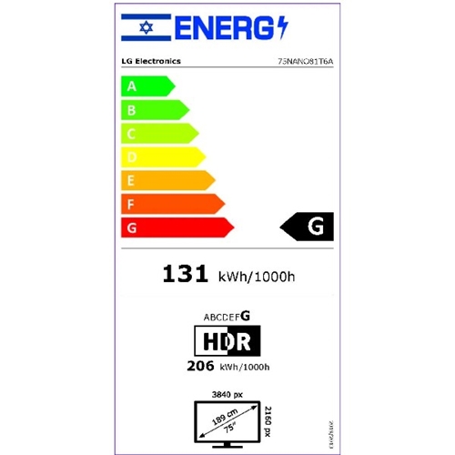 טלוויזיה חכמה "75 NANO 4K דגם LG 75NANO81T6A