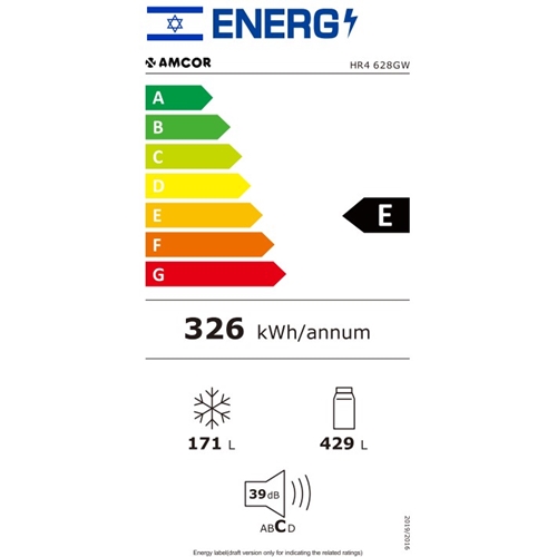 מקרר מקפיא תחתון 600 ליטר דגם AMCOR HR4628GB אמקור