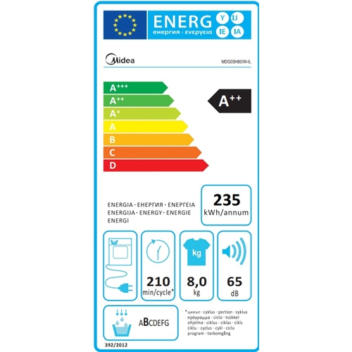 מייבש כביסה 8 ק"ג HEAT PUMP דגם Midea MDG05H80W