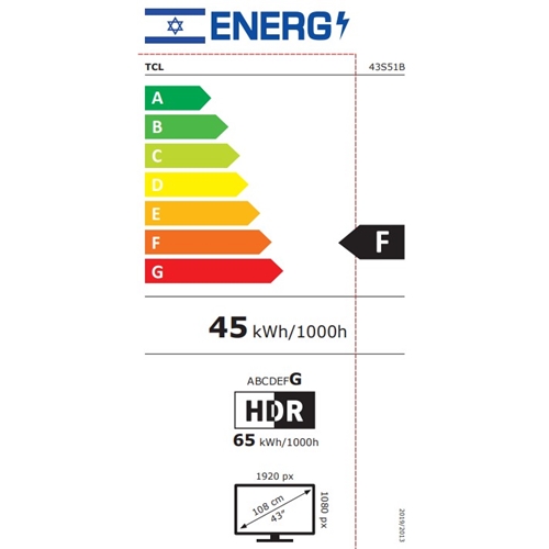 מסך טלוויזיה "43 FHD Android TV דגם TCL 43S51B