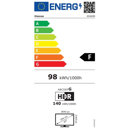 טלוויזיה חכמה "65 4K Ultra HD דגםHISENSE 65A69K